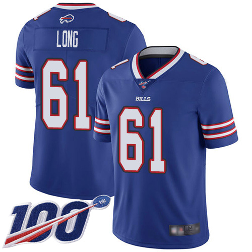 Men Buffalo Bills #61 Spencer Long Royal Blue Team Color Vapor Untouchable Limited Player 100th Season NFL Jersey->buffalo bills->NFL Jersey